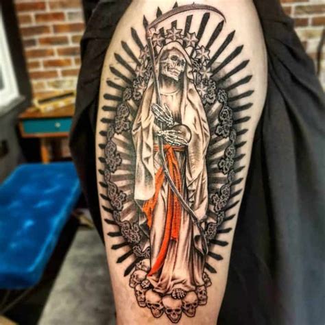 tatuajes de muerte|45 Mejores Tatuajes de la Santa Muerte con Significados